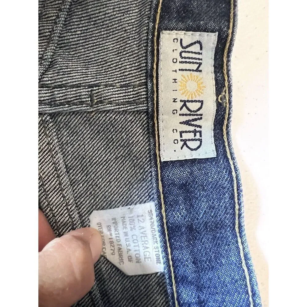 Vintage Sun River Mom Jeans‎ Womens 12 Regular Faded Dark Stone Y2K Made USA